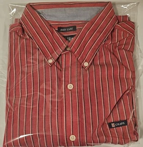 Chaps Herren XL Shirt langarm geknöpft rot mit Streifen pflegeleicht - Bild 1 von 3