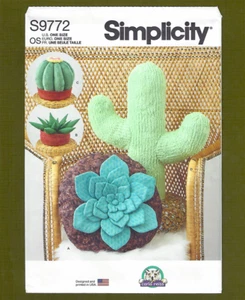 Plush Cactus & Succulent Pillow Decorations Sewing Pattern-NEW-Simplicity 9772 - Picture 1 of 7