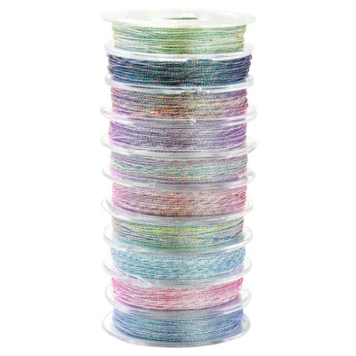 10x 24 Yards(22m)/Roll Round Polyester Metallic Cords for Jewelry Craft Making - Image 1 of 4
