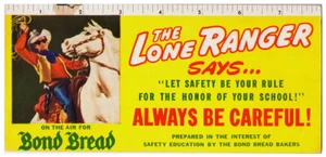 Vintage THE LONE RANGER BOND BREAD RULER INK BLOTTER (1950s) Advertising - Picture 1 of 1