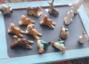 Lot of 13 Vintage Mini Animal Bone China Taiwan Figurines ¾” - 1 3/4" Charming - Picture 1 of 6