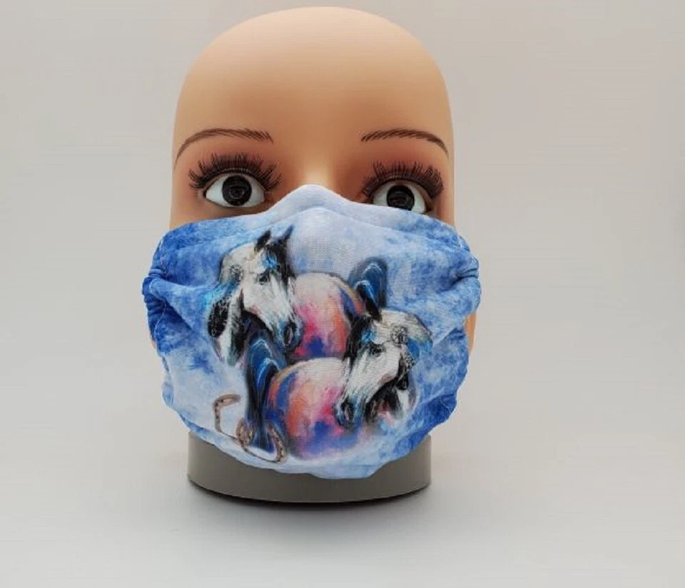 MASCARILLA FACIAL de algodón con diseño de caballo atrapasueños ajuste seguro con oreja SHOWMAN Foto 1 de 1