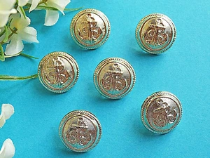 226# Beautiful Classic Buttons "Marine Anchor" Lot Of 6 Vintage Buttons - Picture 1 of 3