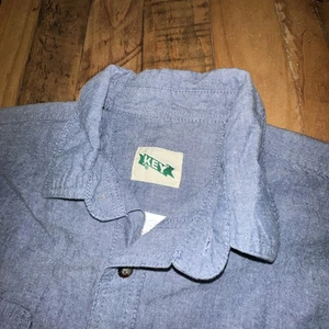 Key Chambray Blue Button Up Front Cotton Work Shirt Short Sleeve Size XLT Tall - Picture 1 of 6