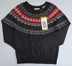 Weatherproof Vintage NWT Womens Fair Isle Crew Neck Black Pullover Sweater, S - Picture 1 of 3