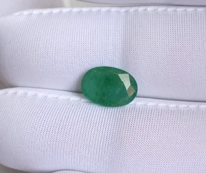 Pietra Nascita Maggio Taglio Ovale Zambia Fine Qualità Smeraldo 2,22 Ct - Foto 1 di 8