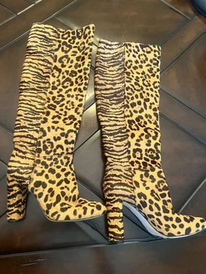 Antonio Melani Leopard Hair Calf Boots Size 7 - Image 1 of 4
