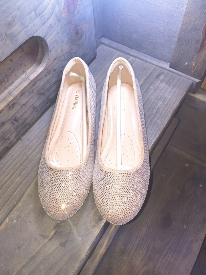 Pisos Viapapa oro rosa talla 7 lentejuelas Foto 1 de 1