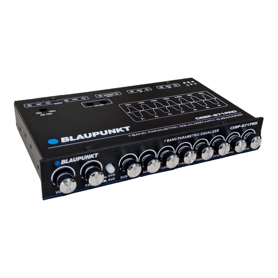 BLAUPUNKT CEBP-871 PRO 7-Band 1/2 DIN Parametric Pre-Amp EQ with Sub Output - Image 1 of 1