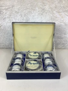 Aynsley Blue Mist Espresso Coffee Cans & Saucers x6 In Original Box NEW - Picture 1 of 6