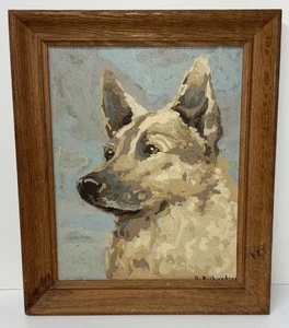 Vintage Deutscher Schäferhund Malen nach Zahlen Hund Gemälde 10 x 12" gerahmt PBN - Bild 1 von 5