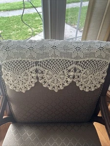 Vintage Hand Crocheted Doily • Chair Back Protector 22" x 12" - Picture 1 of 5