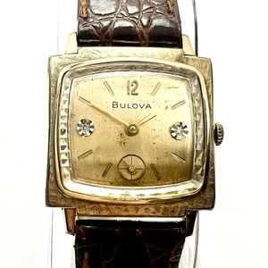 Orologio Uomo Vintage Bulova Oro 10k RGP Diamante 11AL 17J Seconda Mano Funzionante - Foto 1 di 14