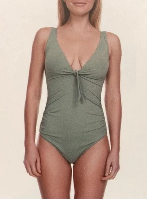 Nicole Miller 1 Piece Meadow  Green Tie Front XL Swimsuit NWT, $98 MSRP Foto 1 de 4