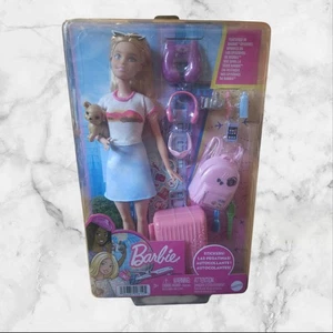 Barbie Reisepuppe mit Welpe, Koffer + Aufklebern & Zubehör — Neu versiegelt - Bild 1 von 12