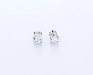 1.3 CT Lab-Created Diamonds D/VS2 Round Cut 14K White Gold 4-Prong Classic Studs - Picture 1 of 4