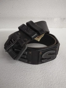 Diesel Logo Gürtel, schwarzes Leder, Zustand B Japan - Bild 1 von 10