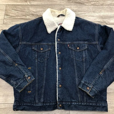 VIntge Levi's Sherpa Lined Trucker Denim Jacket Size X-Large XL 1993 - Image 1 of 4