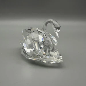 Swarovski Crystal Swan Figurine 3" Faceted Clear Glass Collectible Decor - Picture 1 of 20