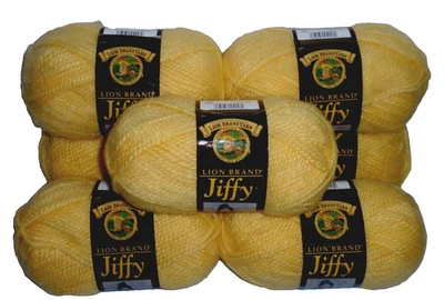 Lote de 7 madejas Lion Brand JIFFY 100 % acrílico aspecto mohair hilo 158 limón 3 oz 135 yardas Foto 1 de 4