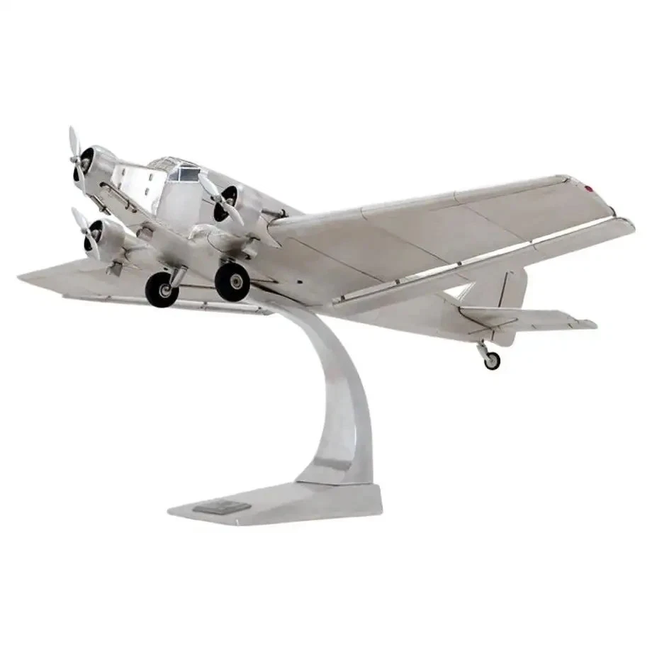 Junkers Ju 52 Aluminium: Wingspan: 100cm. Aluminum Vintage Airplane Ti - Image 1 of 4