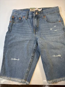 Levi Strauss & Co. Kids Unisex Bermuda Shorts – Blue wash Sz 7 Adju. Waist NWT - Picture 1 of 9