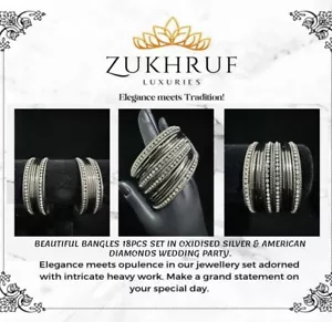 Hermosos brazaletes 18 piezas en plata oxidada y diamantes americanos boda fiesta - Imagen 1 de 12