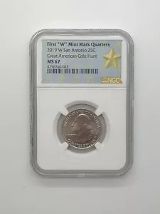 2019-W WASHINGTON QUARTER SAN ANTONIO MISSION-NGC MS67-GREAT AMERICAN COIN HUNT - Picture 1 of 2