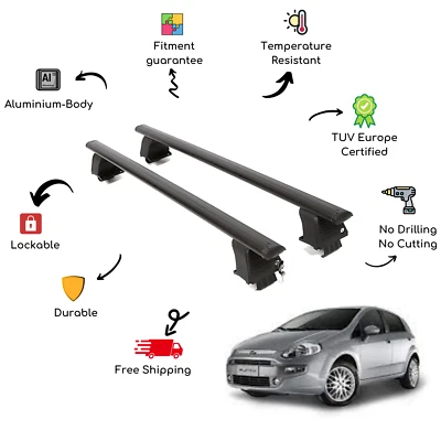 Juego de barras transversales de techo desnudo para FIAT Punto III 199 5 puertas 12-18 negro Foto 1 de 4