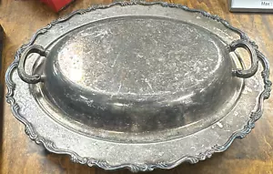 Silver Oval Platter w/ lid 12.5" (B150) - Picture 1 of 5