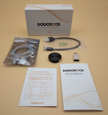 2024 Dododuck Q37 Mini Voice Activated Recorder 16GB Records 30 Days 1.14"x .03" - Image 1 of 4