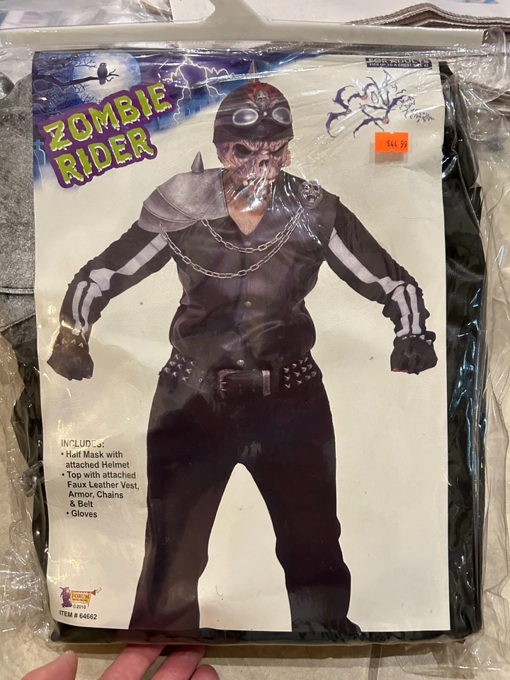 Fantasia de Fórum de Motociclista Zumbi com Máscara Colete Capacete NOVO Adulto Masculino até 42 - Imagem 1 de 2
