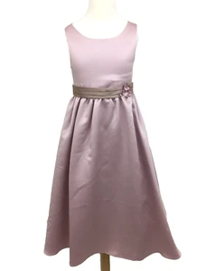 Girl's Dress 7 Years Alfred Angelo Dusky Pink Satin Wedding Party Racer Used F1 - Picture 1 of 12
