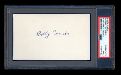 BOBBY COOMBS SIGNED MINT INDEX CARD PSA/DNA AUTOGRAPHED WILLIAMS COLLEGE COACH - Image 1 of 2