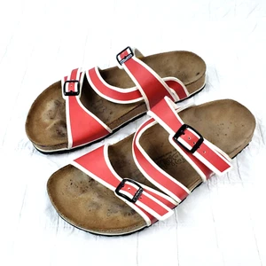 Birkenstock Birki's Women's Size 10 Eur 41 Salina Sandals Red White - Picture 1 of 13
