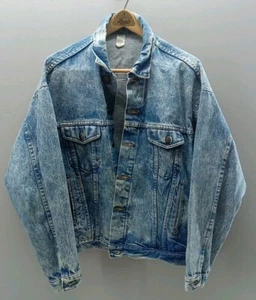 Vintage Denim Trucker Light Stonewash Men's Size Large Jean Jacket Made In USA - Picture 1 of 7