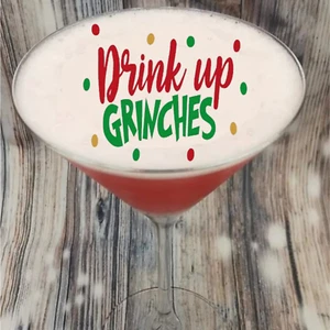 12 Drink Up Grinches Images Edible 2" Cocktail Toppers Christmas Drink Toppers - Picture 1 of 2