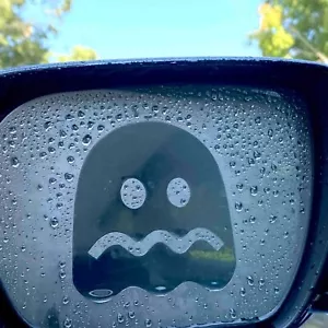 Pac Man - Vulnerable Ghost Clear Anti-fog Rainproof Decal Side Mirror Peekers - Picture 1 of 5