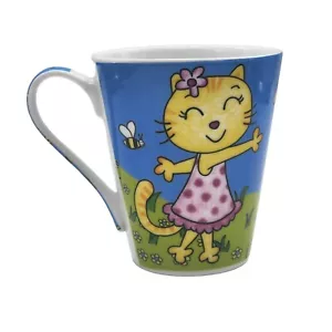 Tazza caffè gatto danzante Pasqua primavera gattino porcellana - Foto 1 di 4