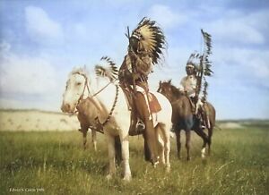 Vintage EDWARD CURTIS " Sioux Chiefs" 8x10 Canvas Giclee Print