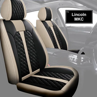 Beige&Black For Lincoln MKC 2015-2019 Car 5-Seat Covers Protector Fuax Leather Foto 1 de 4