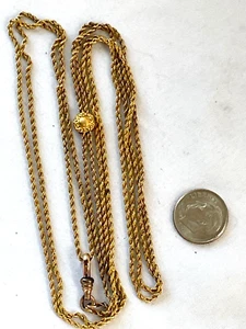 ANTIQUE 14K DUAL SIDED SLIDE ON GOLD FILLED 48 INCH WATCH CHAIN - FREE SHIP - Picture 1 of 2