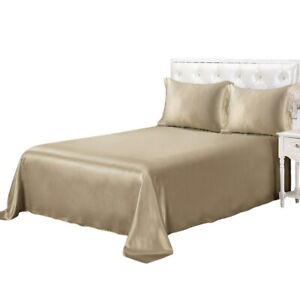 3pcs Bedding Set Mulberry Silk Luxury Queen King Flat Sheet Oxford Pillowcases