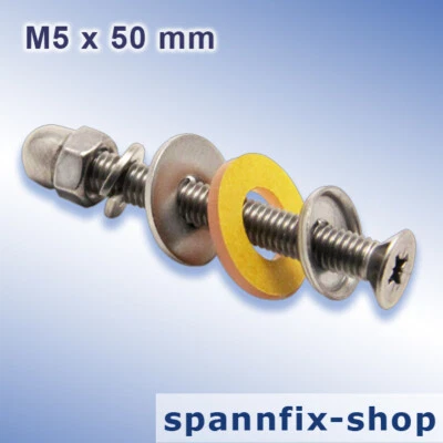 100 Trespa-Balkonschrauben-Set M5 X 50MM De A2 con la Tapa Hpl Acero Inox. V2A - Imagen 1 de 3