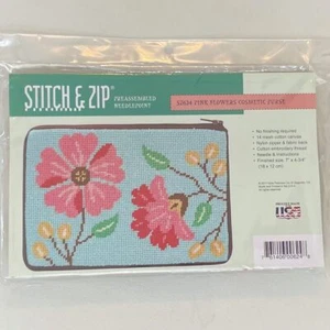 Kit de punta de aguja y cremallera flores rosas talla 624 monedero/estuche cosmético acabado automático - Imagen 1 de 2