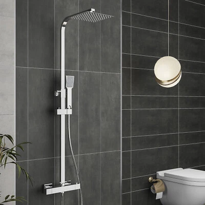 AICA SANITÄR GMBH Thermostat Regendusche komplettset mit Handbrause und Kopfbrause für Duschkabine