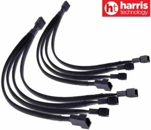 BOOC All Black Sleeved Braided PWM 1 to 4 Fan Splitter Adapter Cable- 2PK - Picture 1 of 12