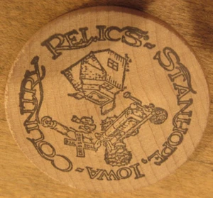 Vintage Country Relics Stanhope, IA Wooden Dollar - Token Iowa - Picture 1 of 2