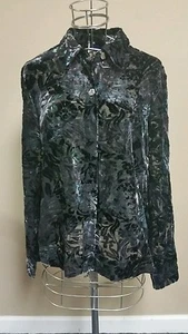 Misses J H Collectibles button down top L/S sheer black - Picture 1 of 2