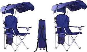Campingstuhl mit Sonnendach klappbar mit Sonnenschutz für Strand Camping klappbar - Bild 1 von 22